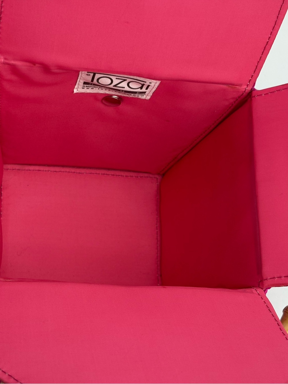 Vintage Tozai Hot Pink Satin Bamboo-Handle Chinese Take-Out Evening Bag - Picture 10 of 16